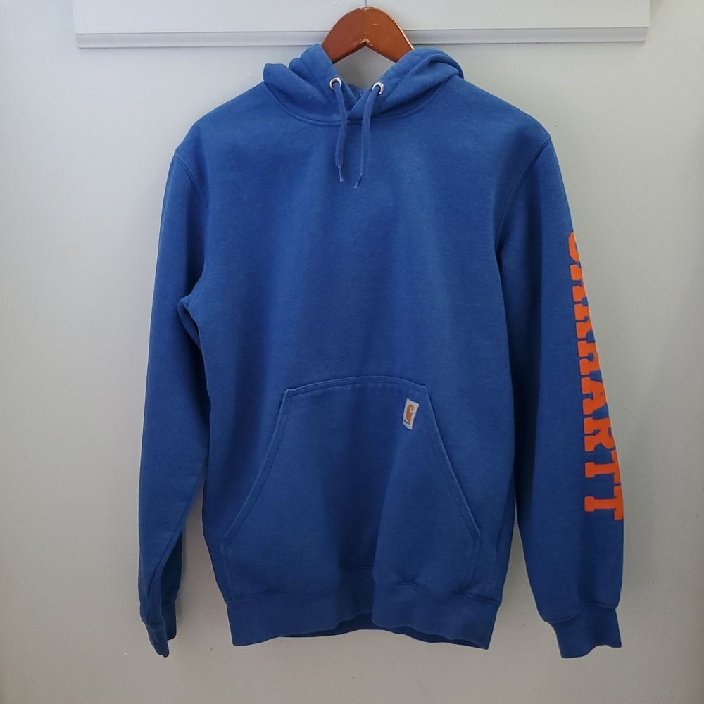 Carhartt Loose Fit Fleece Lined Hoodie Blue Size Small